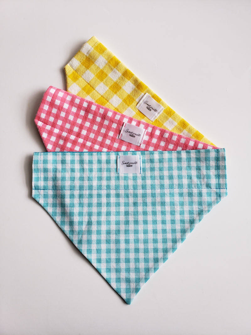Spring and Summer Gingham Over the Collar Bandanas- for Dogs or Cats