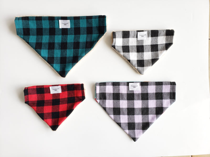 Sherpa Lined, Flannel Over the Collar Bandana - for Dogs