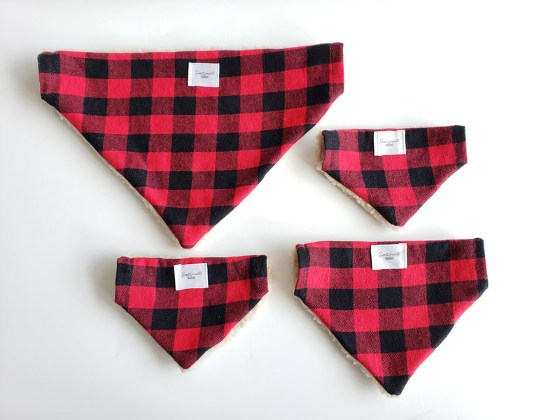 Sherpa Lined, Flannel Over the Collar Bandana - for Dogs
