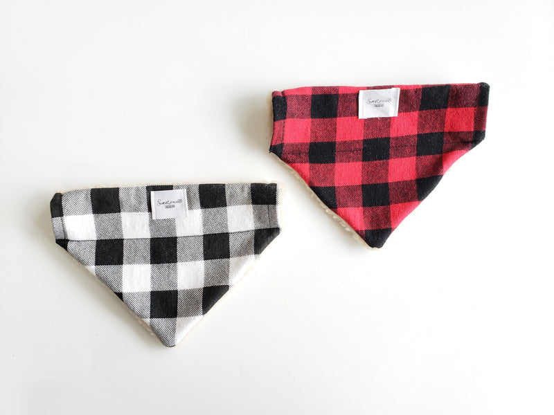Sherpa Lined, Flannel Over the Collar Bandana - for Dogs