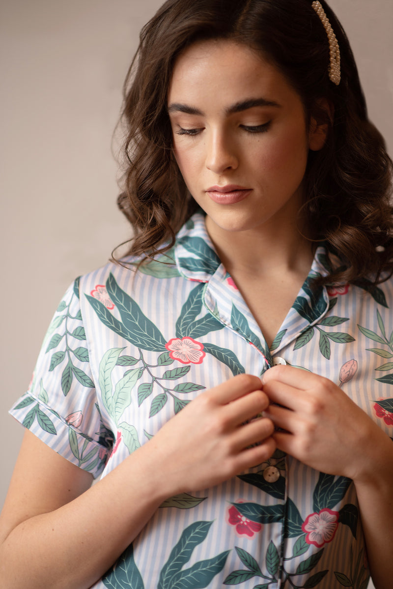 Short Sleeve + Capri Pant Pajama Set (Amalia Print)