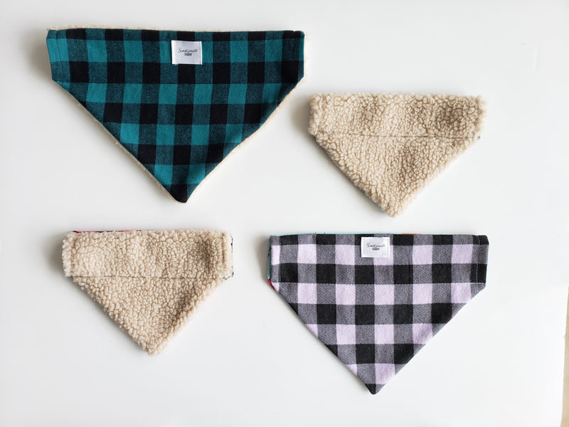 Sherpa Lined, Flannel Over the Collar Bandana - for Dogs