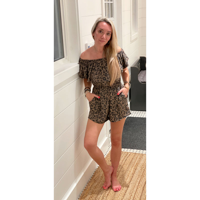 Leopard Off Shoulder Romper
